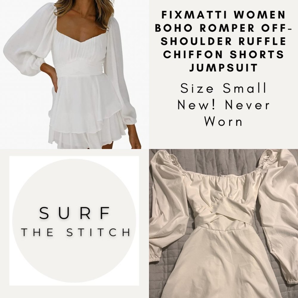 Romper: Fixmatti Women Boho Romper Off Shoulder Ruffle Chiffon Shorts Jumpsuit P